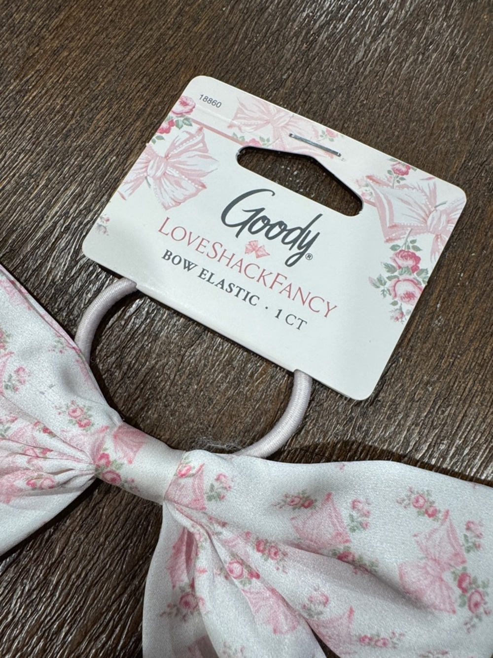 Goody x Love Shack Fancy Pink Floral Bow Elastic Hair Tie - Picture 2 of 4